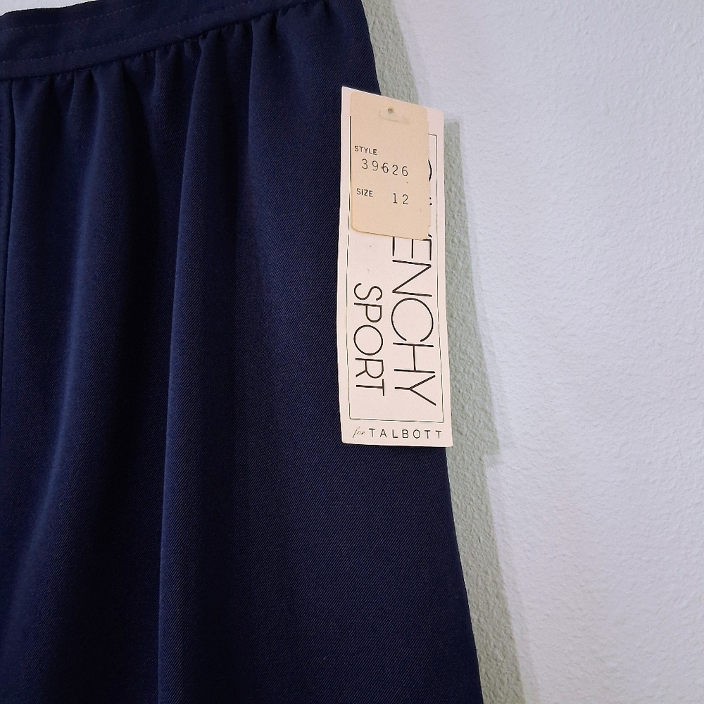 Vintage Givenchy Skirt Navy Blue A-line Midi Lined Zipper Button Closure Pockets - Picture 15 of 16